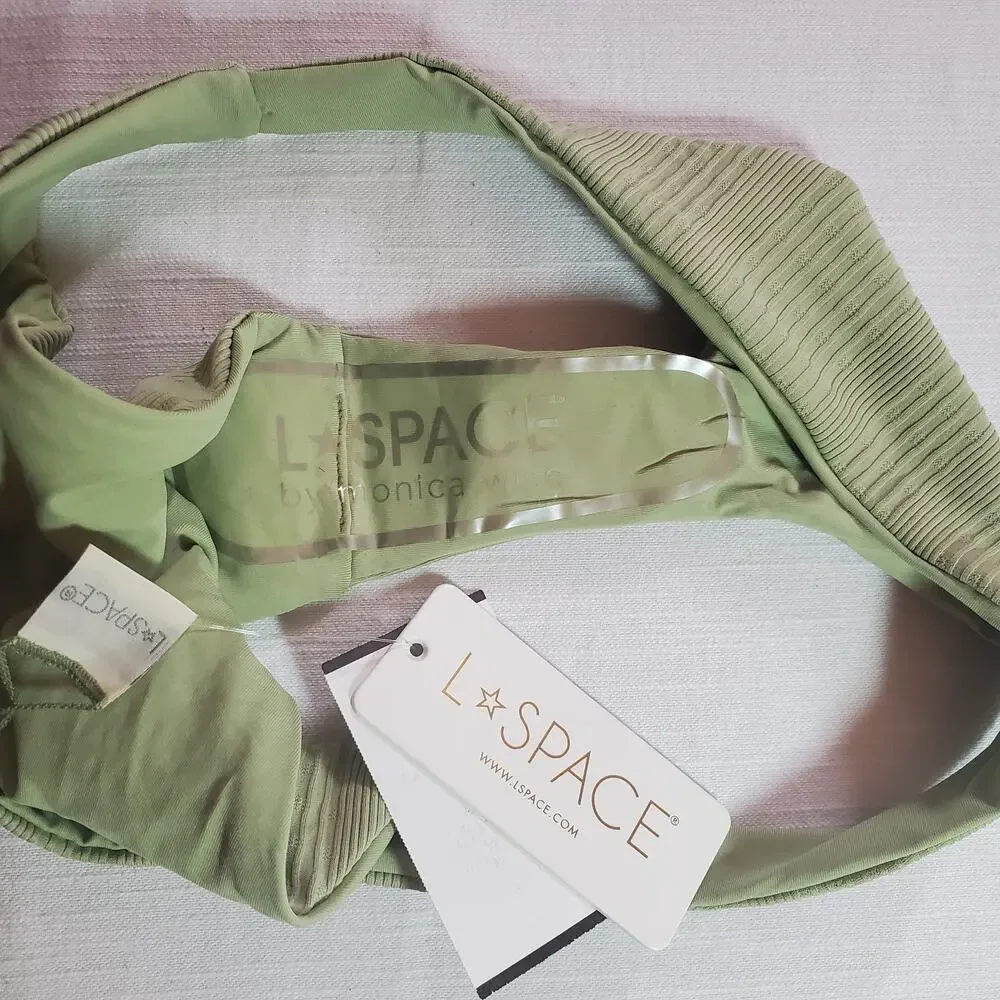 L*Space Sage Green Ribbed Bikini Bottom Swimwear Large L NWT Retail $79